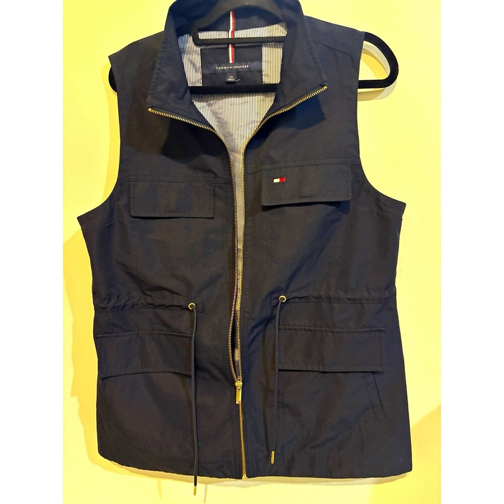 Tommy Hilfiger Women's Tech Utility Cargo Vest - Navy Blue, Size Large (L/G)